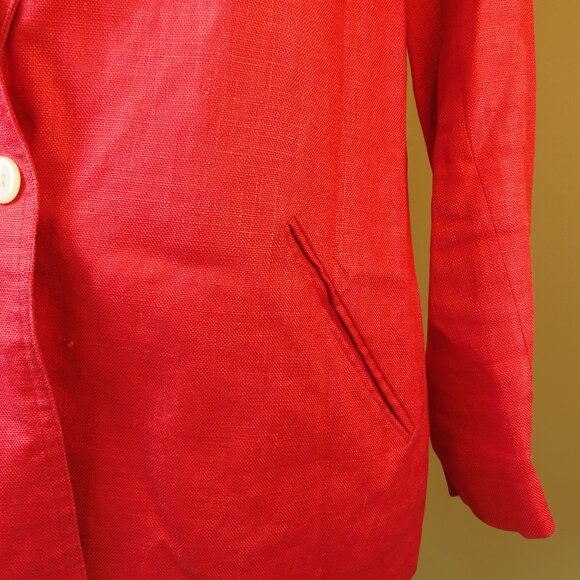 Vintage Chaus Women's 100% Linen Red Blazer SZ 12 Costumer 70s Officewear - Picture 6 of 10